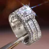 Wedding Rings CAOSHI Trendy Modern Style Ring Female Engagement Party Jewelry Gold Color/Silver Color Bright Zirconia Accessories For Women