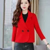 Kvinnorjackor 2023 Kvinnor Autumn Winter Short Jacka Solid Color Woolen Slim Midje Office Ladies Coat Plus Size All-Match Mom Basic