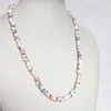 Kettingen 6 MM Delicate Sieraden Sleutelbeen Keten Keramische Ketting Bruids Sieraden Vrouwen Vrouwelijke Witte Kleurrijke Patroon Party Huwelijksgeschenken