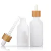 Vitt porslinglas Essential Oil Bottles Skin Care Serum Droper Bottle With Bamboo Pipette 10 ml 15 ml 20 ml 30 ml 50 ml 100 ml Gruun