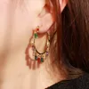 Ear Cuff CWWZircons Chic Gold Color Rainbow CZ Big Circle Round Dangle Tassel Drop Charms Hoop Earrings for Women Boho Jewelry CZ818 230617