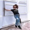 RTS Kid Girls Boutique Clothing Denim Pants Jeans Toddler Kids Clothes Set Outfits