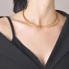 Anhänger Halsketten 4mm Frauen Gold Farbe Hals Halskette Edelstahl Solide Metall Punk Choker Schlüsselbein Kragen Weibliche Minimalistischen Schmuck