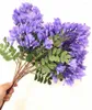 Dekorativa blommor En siden Jacaranda Flower Branch Artificial Syringa Faux Mezereon Stam med grönt blad för bröllopshem bord Floral