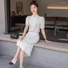 2ピースドレス2023夏の中国スタイルデザインセット女性パンバックルスモールコート衣装クロップトップとハイウエストミディスカート女性