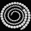 Kedjor isade ut kristallstenar hjärtkvadrat kubansk länkkedja för kvinnor män bling tennis halsband set hiphop rock smycken