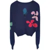 Chandails pour femmes Xiaojing Family's Same Début Automne Français Versatile Slim Fit Manches Longues Fleur Tricoté Cardigan Manteau Court Top Femme