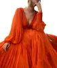 Beautiful Tulle Prom Dresses V Neck Custom Made Long Sleeves Party Gowns Cheap Special Occasion Dresses