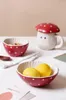 Miski ceramiczne zastawa stołowa Czerwona seria grzybów miska misa instant instant sałatka sałatka śliczna stołowa zupa łyżki ryżowe