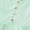 女性の戦車の女の子のかわいいミントグリーンパフスリーブショートシャツ2023夏の女性甘い刺繍中空のシャツスリムな弾性クロップトップ