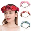 Decorative Flowers 1PCS Rose Artifical Crowns Wreath Beach Hawaii Floral Garland Romantic Faux Wedding Wreaths Flower Headband