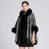 Sjaals Vrouwen Warm Nepbont Trim Laag Vest Truien Jas Koud Weer Open Voorzijde Capuchon Sjaals Europese Paisley Winter Poncho Capes