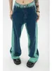 Джинсы Синие женские джинсы с высокой талией, винтажные прямые мешковатые брюки, шикарный дизайн, уличная одежда, градиент цвета, хип-хоп, джинсовые брюки Y2k