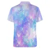 Мужские поло в Polos Pink Blue Galaxy Fasual футболки красочная космическая рубашка Polo Men Men Y2K Рубашка летние короткие рукава графики Большой размер 5xl 6xl 230617