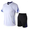 Agasalhos masculinos 2023 verão masculino esportivo conjunto oversize lazer moda poliéster manga curta camiseta shorts M-5XL