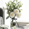 Decorative Flowers Artificial White Rose Flower Bouquet Wedding Decoration Supplies Home Table Vase Handheld