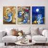 Numéro Cartoon Blue Cat Painting by Numbs Stamping Paint Home Animal Decor Toile Painting Supernatural Gift Pictures