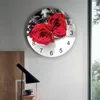 Horloges murales Rose rouge fleur horloge cuisine maison salon chambre décorative enfants décor suspendu