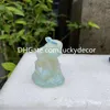 Geluk Rijkdom Symbolen Zitten Baby Olifant Sculptuur Decor Heerlijk Natuurlijk Groen Blauw Aventurijn Aardbei Kwarts Kristal Synthetisch Opaliet Dier Standbeeld Geschenken