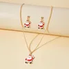 Necklace Earrings Set Christmas Cartoon Elk Tree Santa Necklaces For Women Classic Sweet Girls Jewelry Party Gift