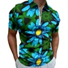 Polos pour hommes Blue Daisy Casual T-Shirts Belle fleur Imprimer Polo Shirt Col rabattu Y2K Chemise Homme Graphique Vêtements Grande Taille 5XL 6XL 230617