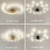 Lustres Art Moderne Feux D'artifice Lustre Lampes Pour Salon Chambre Gradation Télécommande Noir Or Lumière Gypsophile