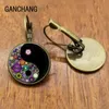 Ying Yang Mandala Cúpula de Vidro Cabine Pingente Ear Cuff Vintage Bronze Alavanca Traseira Brincos Mulheres Meninas Presentes