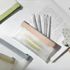 Simple Transparent TPU Leather Korean Fashion Ins Pencil Bag Pouches Stationery Organizer Case Pencilcase School Pen