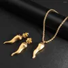 Ketting Oorbellen Set Vergulde Hip Hop Chili Peper Vorm Hanger Koper Vrouwen Mannen Hoge Kwaliteit Sieraden Accessoire