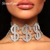 Pendant Necklaces Stonefans Big Money Dollar Necklace Statement Choker for Women Fashion Crystal Collar Necklace Chain Party Jewelry 230617