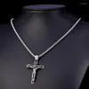 Pendant Necklaces Religious Jesus Cross Necklace For Men 2023 Fashion Gold Color Pendent With Chain Jewelry Gifts