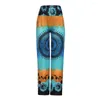 Active Pants Pocket Yoga for Women Mesh Palazzo Casual Daily Lounge Print Leg Women's Wide Long