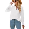 Blusas femininas sólidas para mulheres moda oca decote em V manga longa elegante trabalho de escritório senhoras camisa tops blusa casual