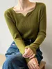 Kvinnors tröjor Retro Stickning Sweater Woman Winter 2023 Långärm V Neck Pullover Chic Simplicity Clothes Women