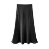 Summer Silk Women Skirt Thin High Waist Mid-length Satin Elegant Summer Pink Midi Skirt New Korean Style Mermaid Skirt