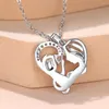 Pendant Necklaces Selfless Mom Love Baby Big Heart Chain For Women Red Zircon Clavicle Necklace Silver Color Mother Day Jewelry