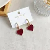 Boucles d'oreilles à tige Design Simple vin rouge couleur amour coeur émail pour les femmes mode doux boucle d'oreille bijoux cadeaux