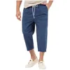 Pantalones de hombre Hombres Sueltos Rectos Verano Casual Transpirable Nueve cuartos Año Hombres 44x30