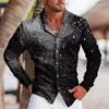 남성용 캐주얼 셔츠 남성용 불규칙한 인쇄 버튼 긴 소매 최고 남성 의류 휴가 및 블라우스를위한 대형 패션 럭셔리 패션