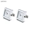 Manschettlänkar Lepton Funktionell klocka Manschettknappar för män Square Real Clock Manschett Länkar med batteri Digital Mens Watch Cufflink Relojes Gemelos 230617