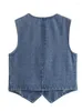 Gilet da donna Ladies Summer Casual Blue Denim Short Outwear Giacche Donna 2023 Moda scollo a V senza maniche MG Canotte