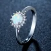 Cluster Ringen Groothandel Mooie Leuke Eenvoudige Sieraden 925 Zilver Fire Opal Cz Champagne Crystal FromSwarovskis Ring Voor Vrouwen Kerst