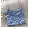 Blusas de mujer, conjunto de dos piezas a la moda, Tops para mujer, camiseta sin mangas con tirantes finos fruncidos sexy y chal, camisa de playa de verano para mujer