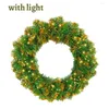 Fleurs décoratives couronne ronde artificielle grandes guirlandes avec porte lumineuse LED décor suspendu pour la maison noël bricolage 30cm