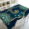 リネンズイードレストランの装飾テーブルクロスイスラム教徒ラマダン装飾タペストリーイスラム三日月ムーン長方形の防水テーブルクロス