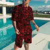 Męskie dresy śladowe Casualne koszulki plażowe 3D Fruit Watermelon Printed Summer Men Sets 2-częściowy zestaw T-shirt Shorts Tracksuit Niestandardowy kombinezon sportowy Hip Hop 230617