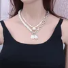 Chains Casual Fashion Luxury Jewelry For Woman Stainless Steel Y2k Vintage Baroque Noble Necklace Square Portrait Pendant Double Chain