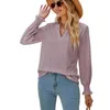 Blusas femininas sólidas para mulheres moda oca decote em V manga longa elegante trabalho de escritório senhoras camisa tops blusa casual