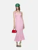 Abiti casual 2023 Summer Pink Color Long Tie Spaghetti Strap Mermaid Dress Grace Woman Evening Birthday Party Outfit