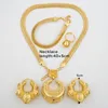 Kolczyki naszyjne Ustaw afrykańskie złote biżuteria dla kobiet obręczy i wiszący łańcuch bransoletki Pierścień 4pcs imprezowy